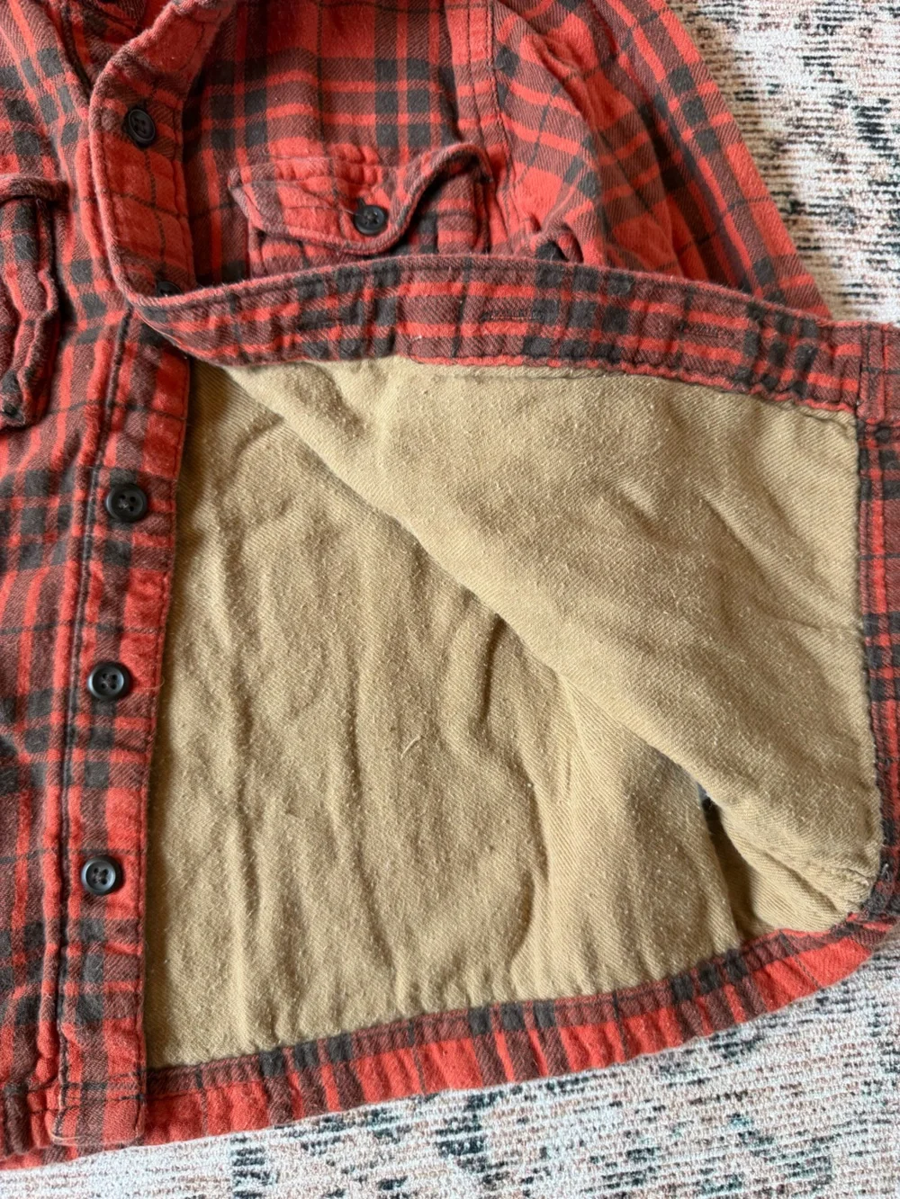 GAP Orange and Brown Flannel Plaid Button-Down Kids Shirt